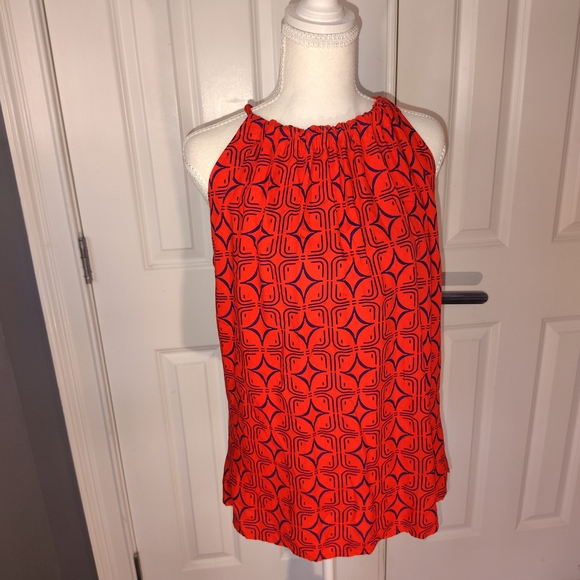 Escada Tops - Sleeveless Red Geometric Halter Top Escapada S Like New